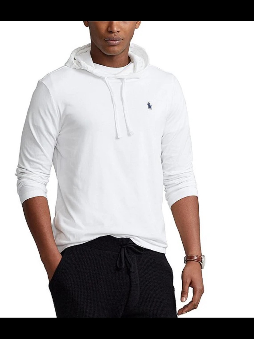 Polo by Ralph Lauren White Long-Sleeve Hooded Tee with Navy Pony